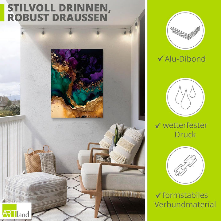 ARTland Wandbild Alu Verbundplatte für Innen & Outdoor Bild 30x40 cm Abstrakte Deko Modern Liquid Ma