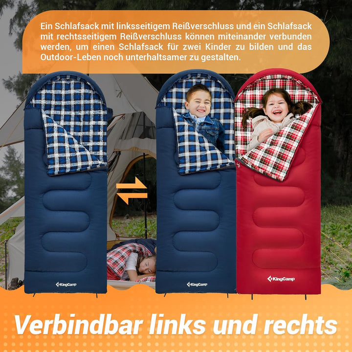 KingCamp Kinderschlafsack Schlafsack Winter Warmer Deckenschlafsack 3-4 Jahreszeiten für Kinder beim