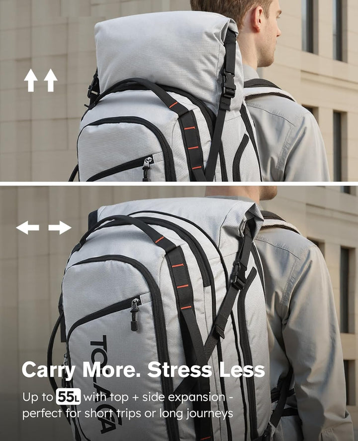 Tolaccea Reiserucksack, Gross Handgepäck Rucksack, TSA-Freundlich Rolltop Laptop Rucksack für 17,3 Z