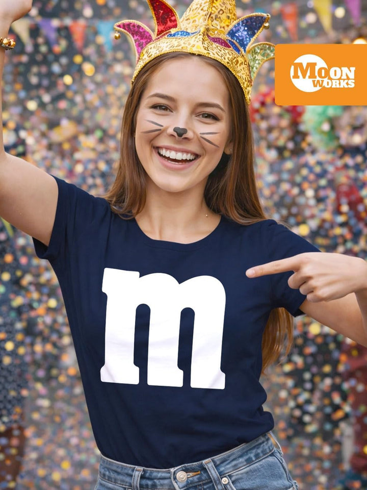 MoonWorks® Damen T-Shirt Gruppen-Kostüm M Aufdruck Kostüm Idee Fasching Karneval Verkleidung Mm Navy