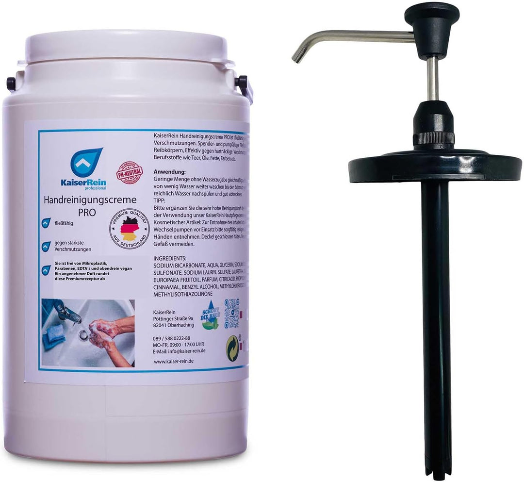 KaiserRein Handreinigungscreme PRO 3 L Handwaschpaste Eimer und Pumpspender SET gegen stärkste Versc