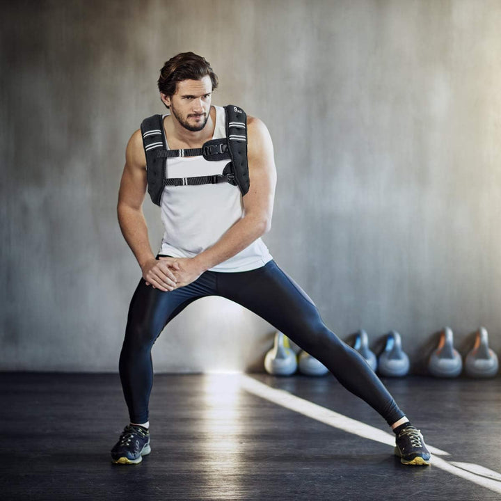 COSTWAY Gewichtsweste, Trainingsweste mit Reflexstreifen und Verstell-Riemen, Fitnessweste für Kraft