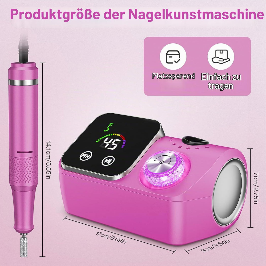 Elektrischer Nagelfeile Nagelfräser für Gelnägel, 45000 U/min Nagelfräser Professioneller mit LCD-An