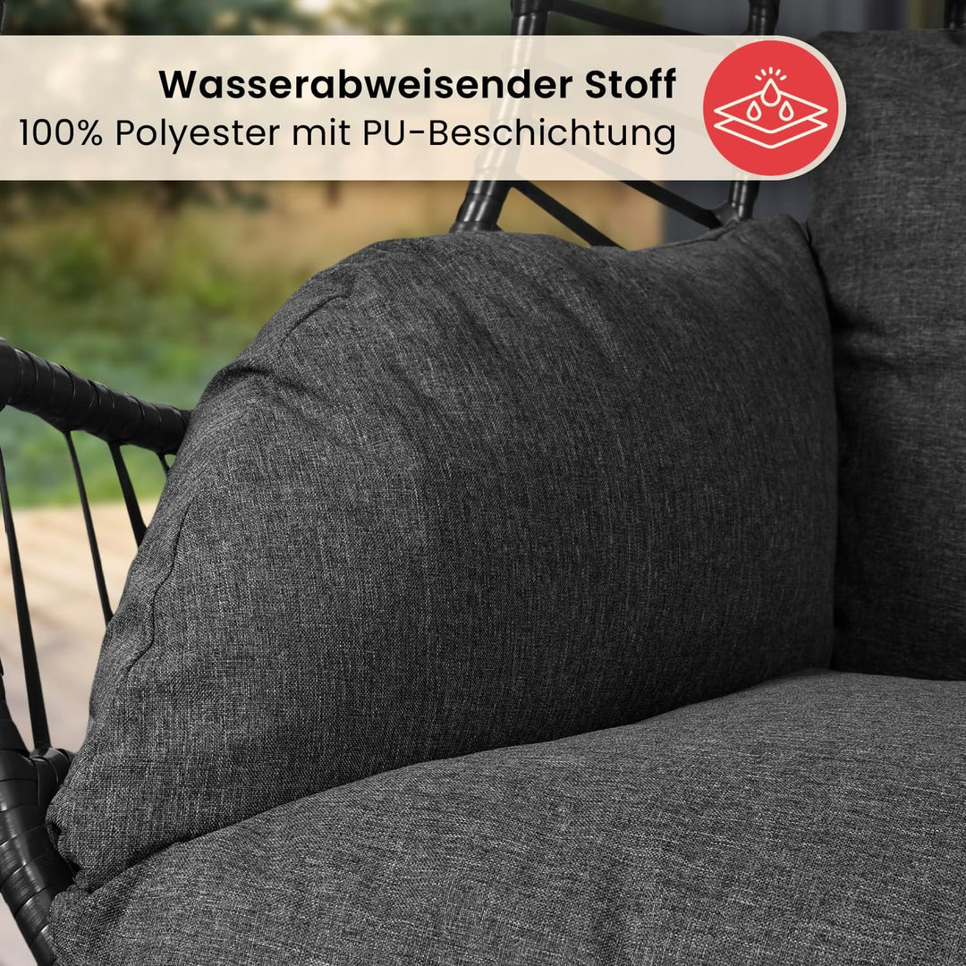 Swoods XXL Hängesessel mit Gestell - Hängesessel Für Indoor und Outdoor - Inkl. Kissen - Egg Chair -