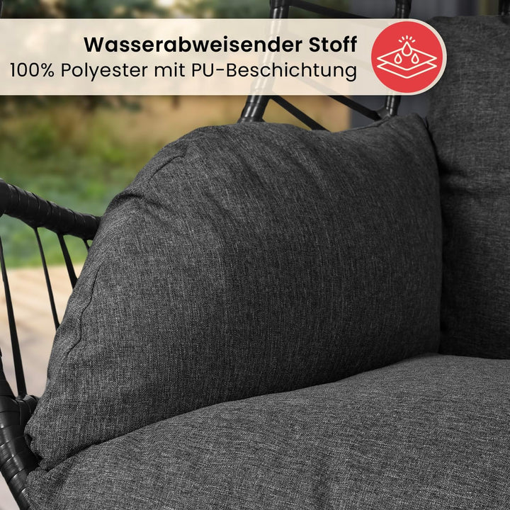 Swoods XXL Hängesessel mit Gestell - Hängesessel Für Indoor und Outdoor - Inkl. Kissen - Egg Chair -