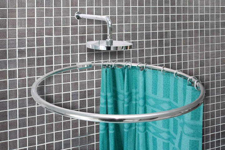 Ekershop ALU RINGSTANGE Chrom Glänzend RUND Ø 90 cm DUSCHVORHANGSTANGE WINKELSTANGE FÜR DUSCHVORHANG