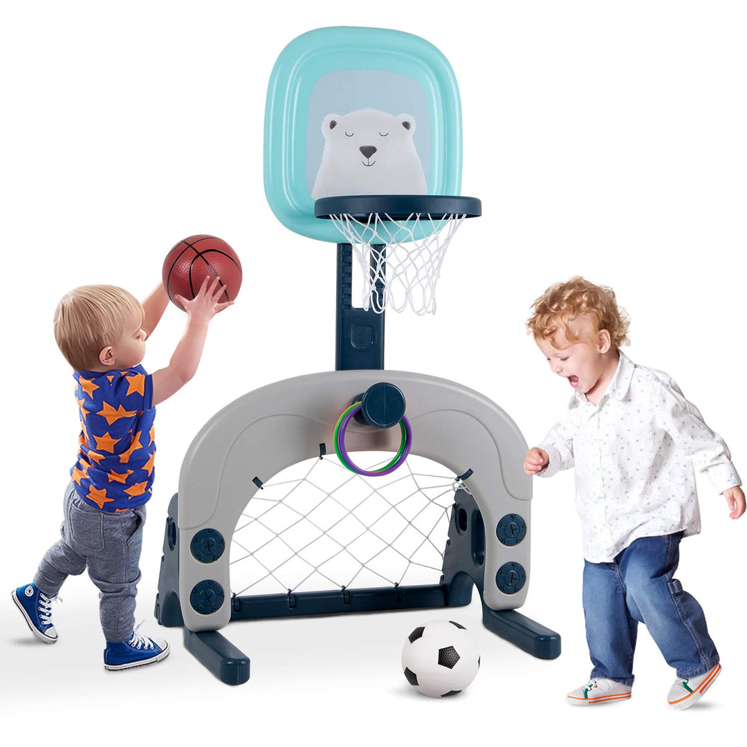 Basketballkorb-Set, 3-in-1 Kinder-Basketballständer, Sport, Aktivitätszentrum, Ballspiele, verstellb