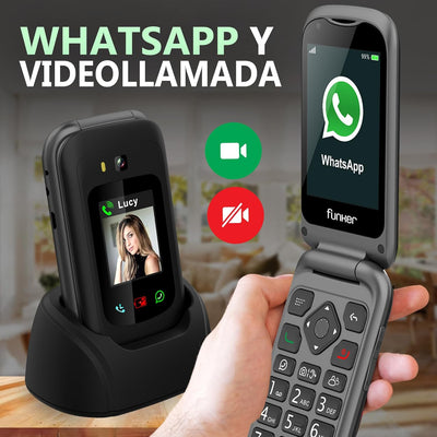 Funker E450 MAX Pro 2-4G Faltbares Telefon für Senioren - Whatsapp - Videoanruf - Touchscreen - SOS-