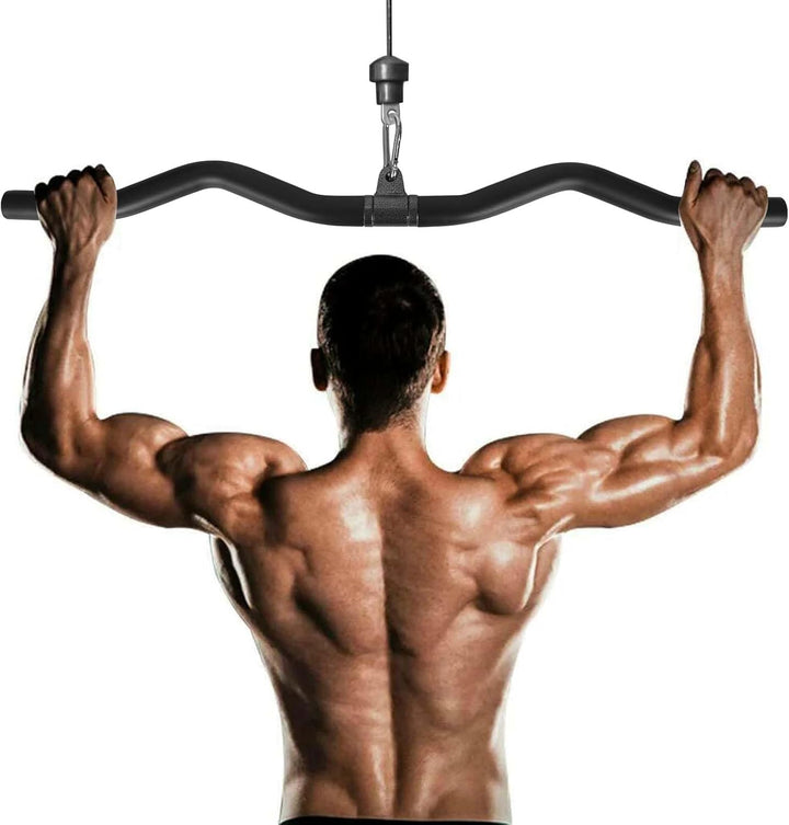 Latzugstange 80 cm, Bizeps Stange Schwarz, Trizeps Stange, Zugstange Fitness mit Drehgelenk für Zuha