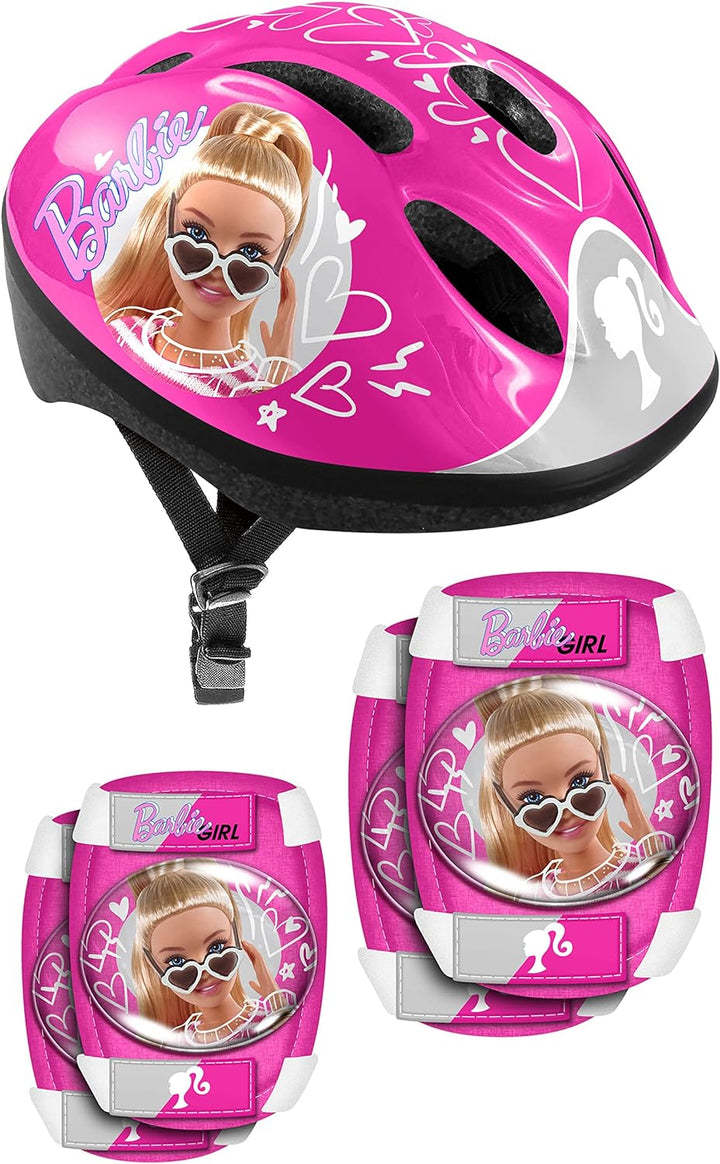 STAMP Girls Helmet + Elbow & Knee Pads Barbie, PINK, S BARBIE PINK, BARBIE PINK