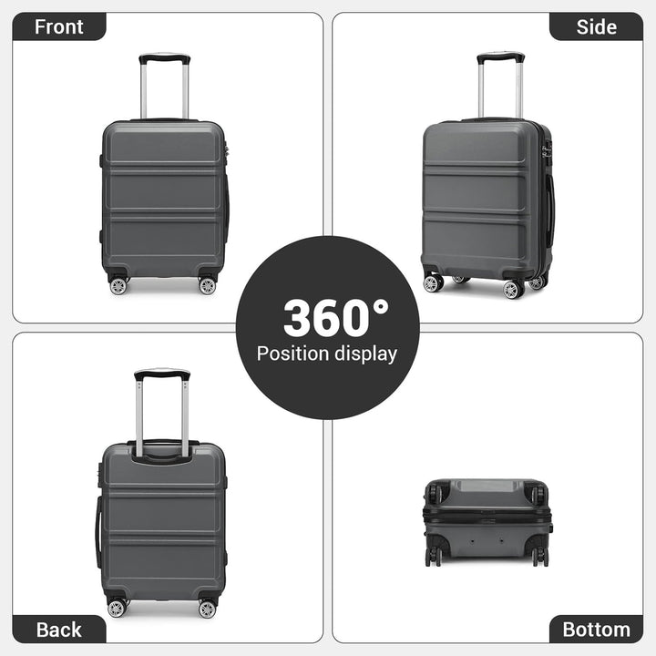 KONO Handgepäck Koffer ABS+PC Hartschalenkoffer, Kabinenkoffer 52x38x21 cm für Lufthansa & Eurowings
