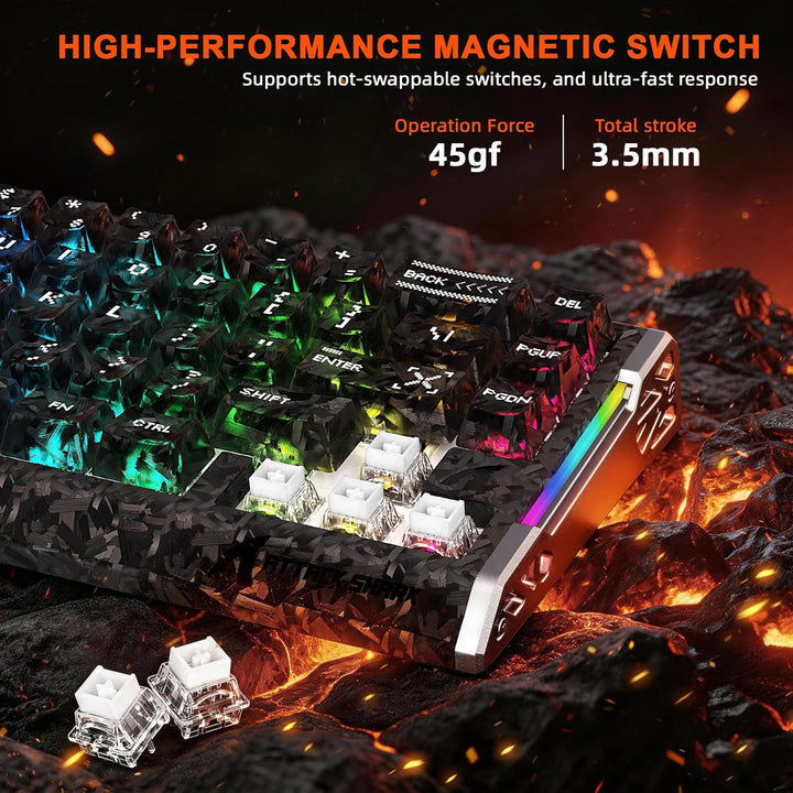 ATTACK SHARK R68HE 8kHz Forged Carbon& Rapid Trigger Magnetisch Kabelgebunden Gaming-Tastatur+R5Ultr