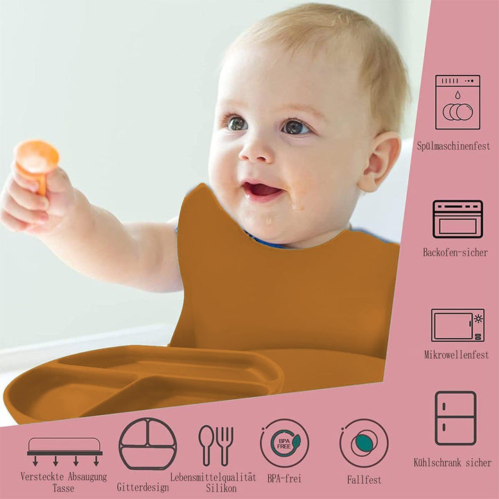 Eliano Sicheres & Rutschfestes Silikon Baby-Geschirrset - 6-teilig | Perfekt für die Beikosteinführu