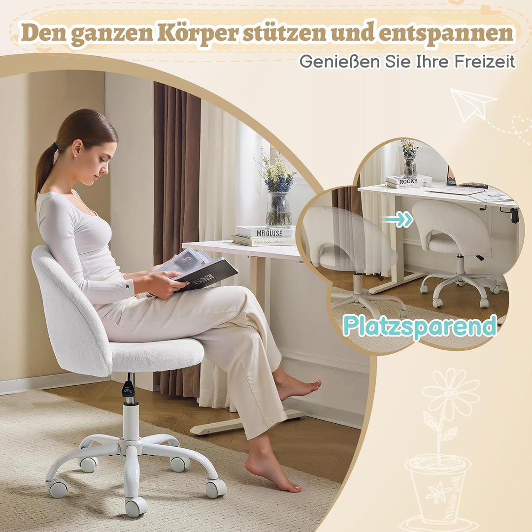 Bonnlo Homeoffice Stuhl, Schreibtischstuhl, Schminktisch Stuhl, Bürostuhl ohne Armlehnen, Drehstuhl