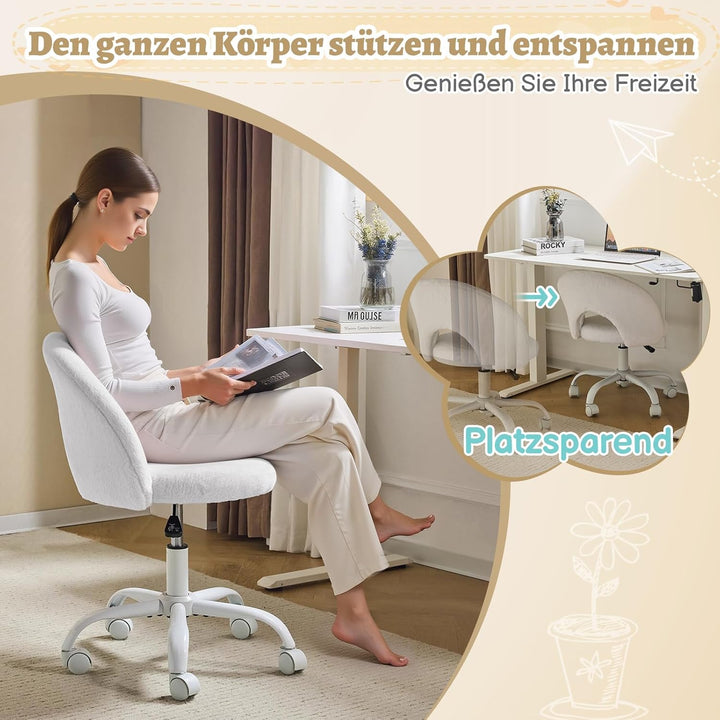 Bonnlo Homeoffice Stuhl, Schreibtischstuhl, Schminktisch Stuhl, Bürostuhl ohne Armlehnen, Drehstuhl