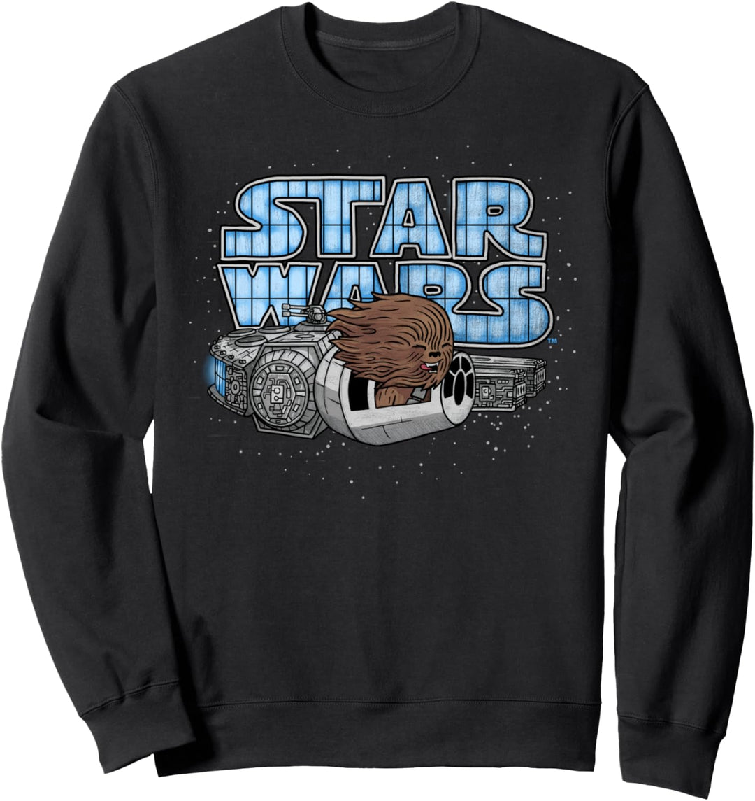 Star Wars Chewbacca Flying Through Space Cartoon Sweatshirt