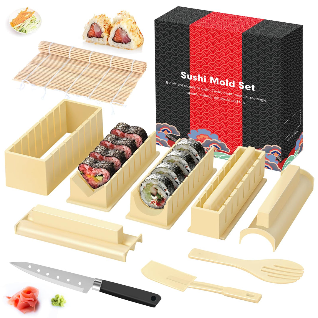 SKYSER Sushi Maker set, 12 Artikel Sushi Maker Kit für Anfänger zum selber machen, Kann als Sushi Te