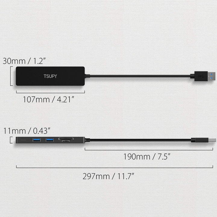 TSUPY USB-3.0-Hub, Multiport-Splitter, 5 USB-Ports mit Micro-SD-Kartenleser für PC, MacBook, Surface
