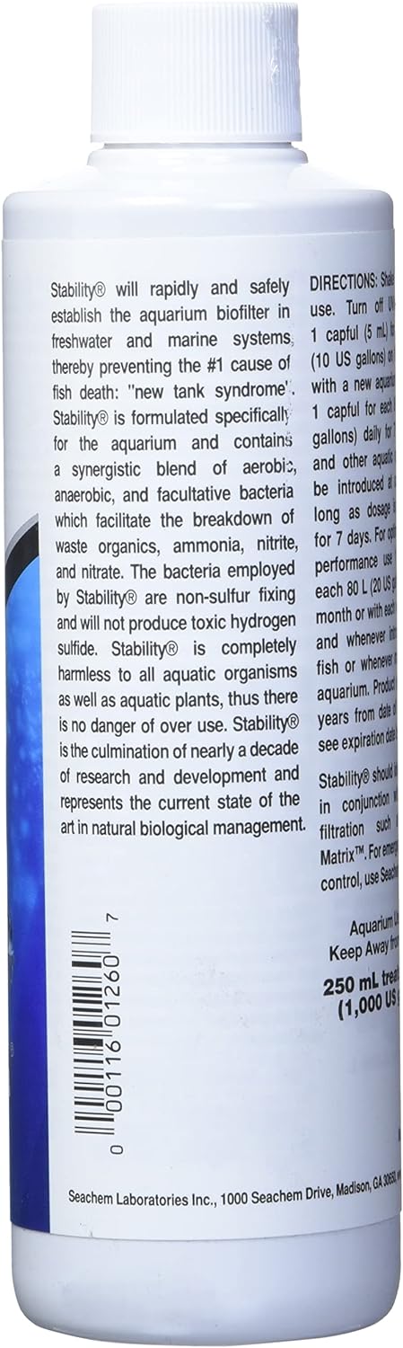 Seachem Stabilitätswasseraufbereitung Stability Tank Stabilization System 250 ml (1er Pack) Mehrfarb
