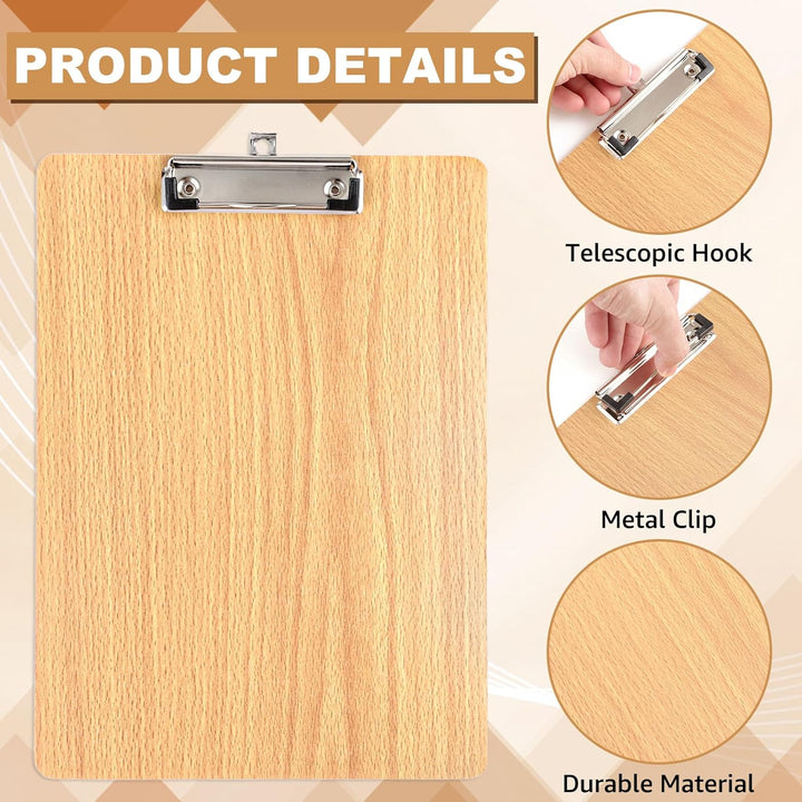 APACALI 10 Stück Klemmbrett A4 Holz, Klemmbrett Holz, Zwischenablage Schreibbrett, Pad Halter Clipbo
