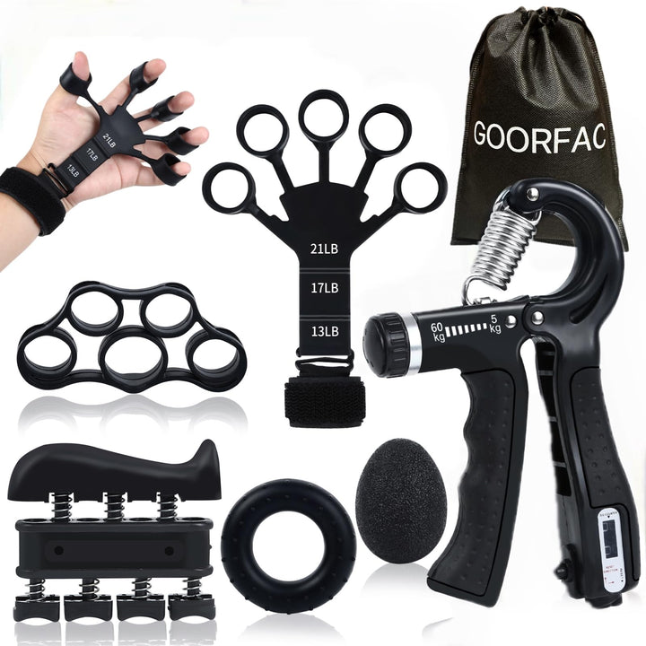 GOORFACHandtrainer Fingertrainer (6-teilig) Griffkraft Trainer Krafttraining Griffstärker Verstellba