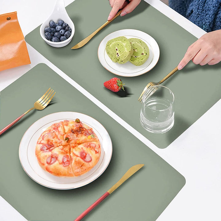 HELI MIAO Tischsets Abwaschbar,Platzsets Abwischbar, Leder,Hitzebeständig Doppelseitigen I 6er Set P