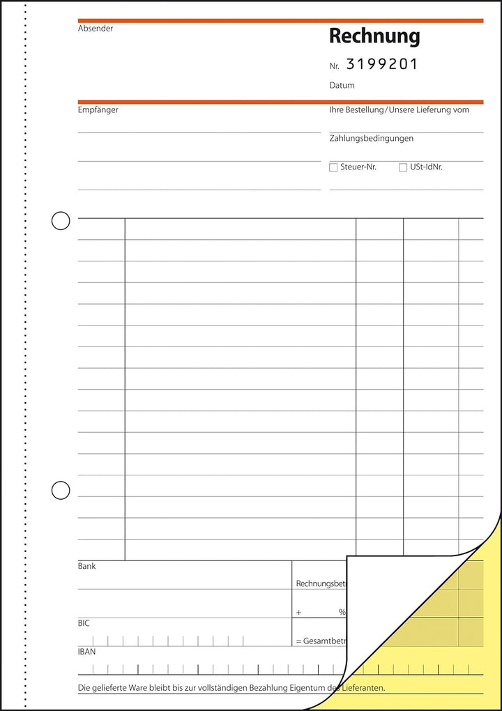 SIGEL SD131/5 Rechnungen fortlaufend nummeriert, A5, 2x50 Blatt, selbstdurchschreibend, 5er Pack