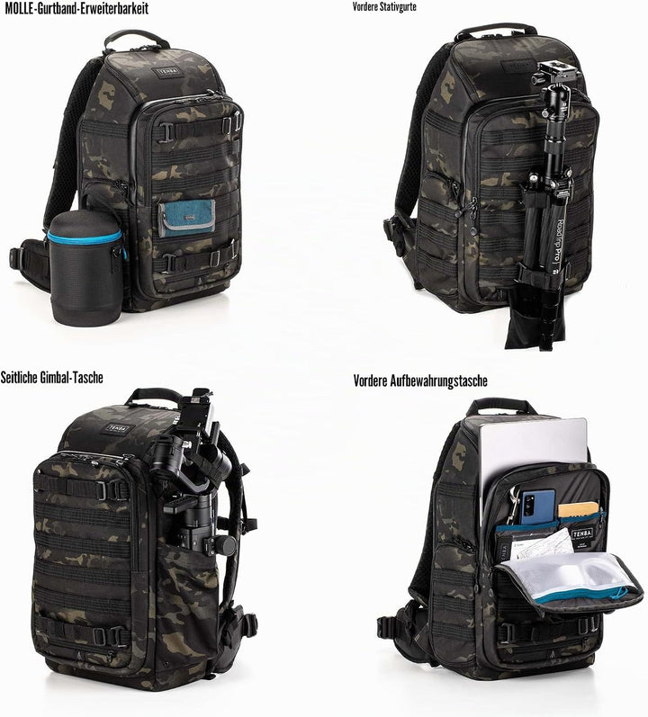 TENBA Sac AXIS V2 Backpack Multicam 20L Noir Multicam Schwarz 20 l Backpack V2, Multicam Schwarz 20