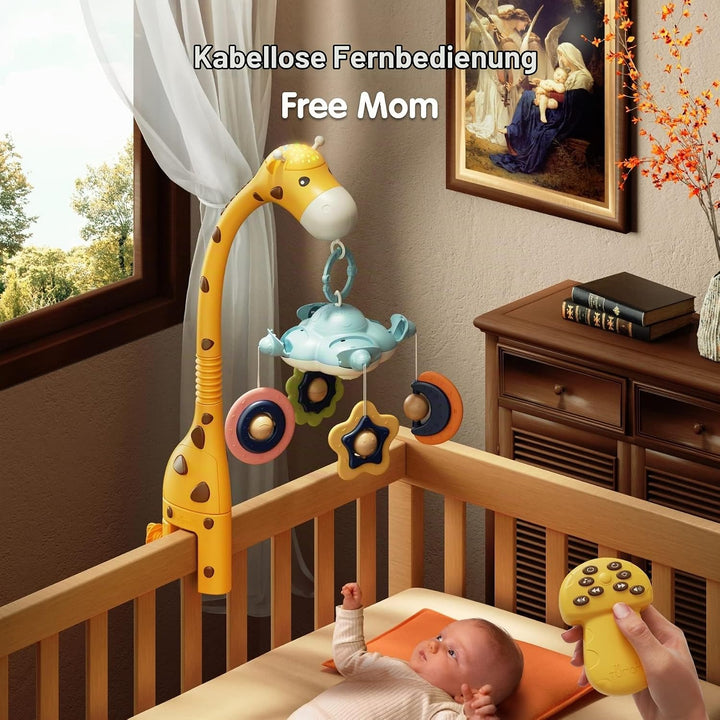 TUMAMA Mobile Baby 3 in 1 Kinderbett Spielzeug mit Fernbedienung, Projektion Nachtlicht, Musik und w