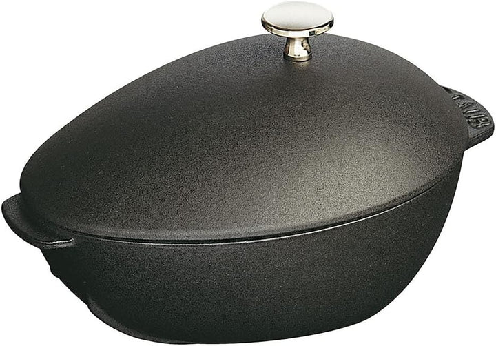 Staub 1102523 Muscheltopf, mit Deckel 25 cm, 2,0 L, induktionsgeeignet mit mattschwarzer Emaillierun