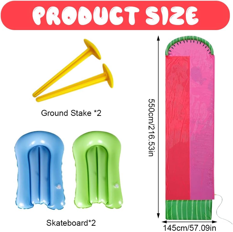 Wasserrutsche Garten Für Kinder, 480x140 Cm Doppelrutsche Mit Eingebautem Sprinkler,Double Water Sli