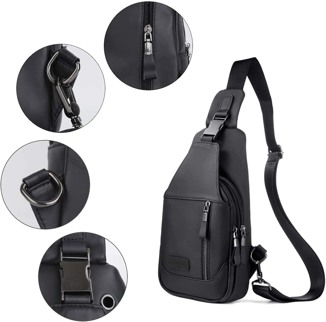 Leathario Brusttasche, Umhängetasche, Herren, echtes Leder, Schultertasche, Sporttasche, Freizeittas