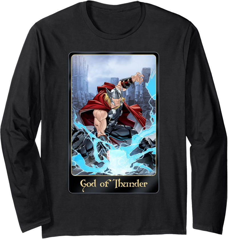 Marvel Thor God Of Thunder Card Art Langarmshirt