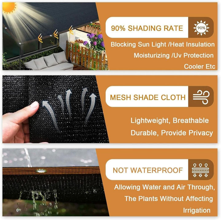 Schattierungsnetz 2x5M, Sonnenschutznetz mit Ösen, Sichtschutzgewebe 90% Schattierwirkung, Sonnensch