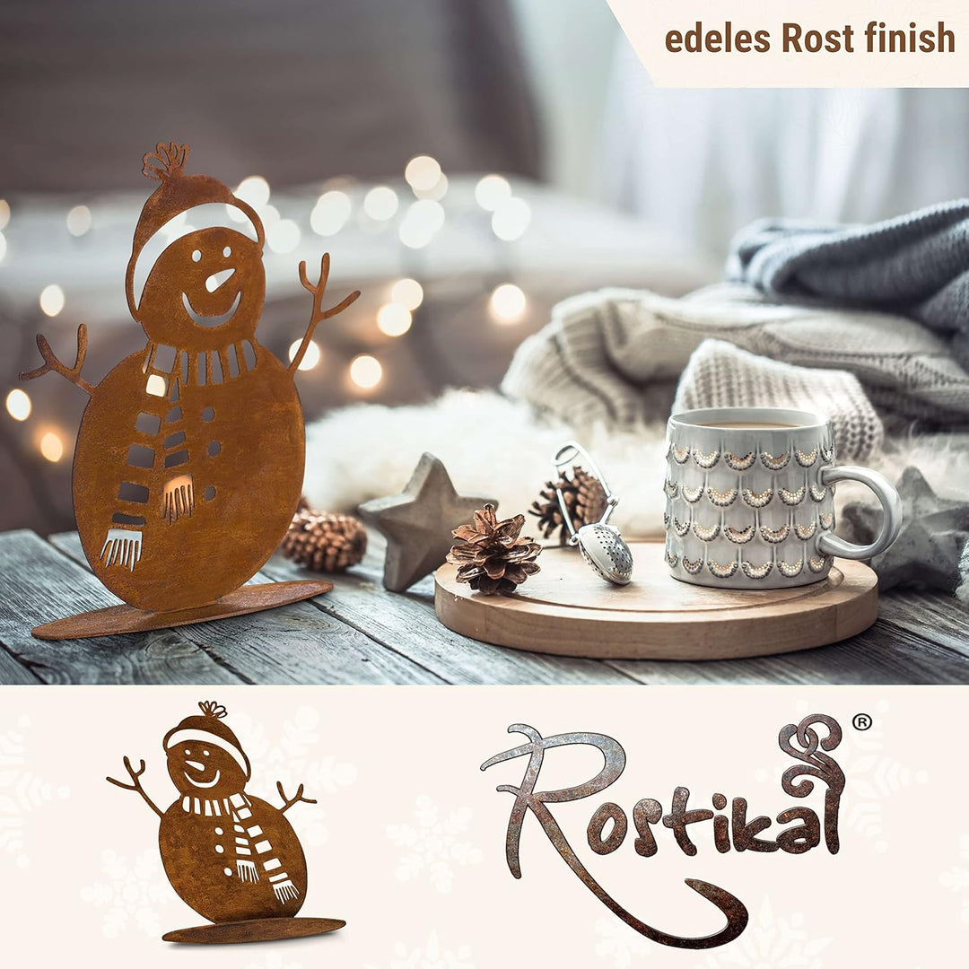 Rostikal | Winterdeko Schneemann Rost Gartendeko Weihnachten | 20 cm hoch