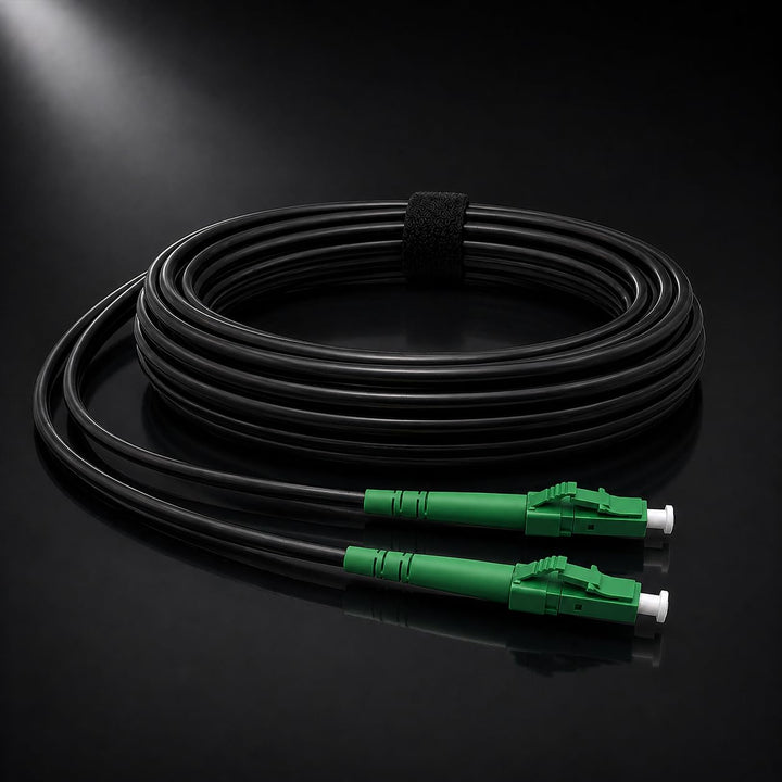 Elfcam® - 15m Gepanzerte Glasfaserkabel LC/APC auf LC/APC Stecker, Simple Singlemode 9/125μm OS2 Pat
