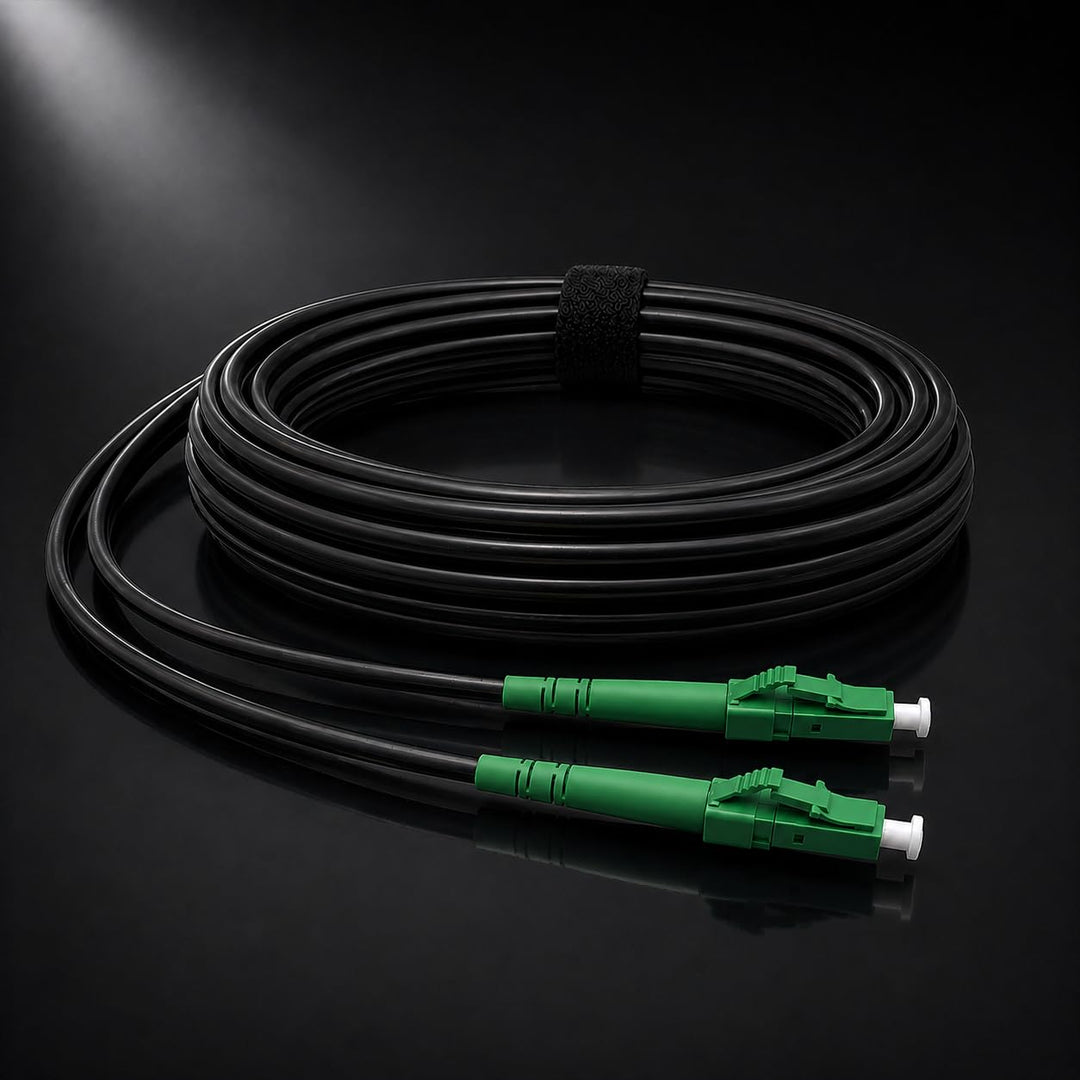 Elfcam® - 15m Gepanzerte Glasfaserkabel LC/APC auf LC/APC Stecker, Simple Singlemode 9/125μm OS2 Pat
