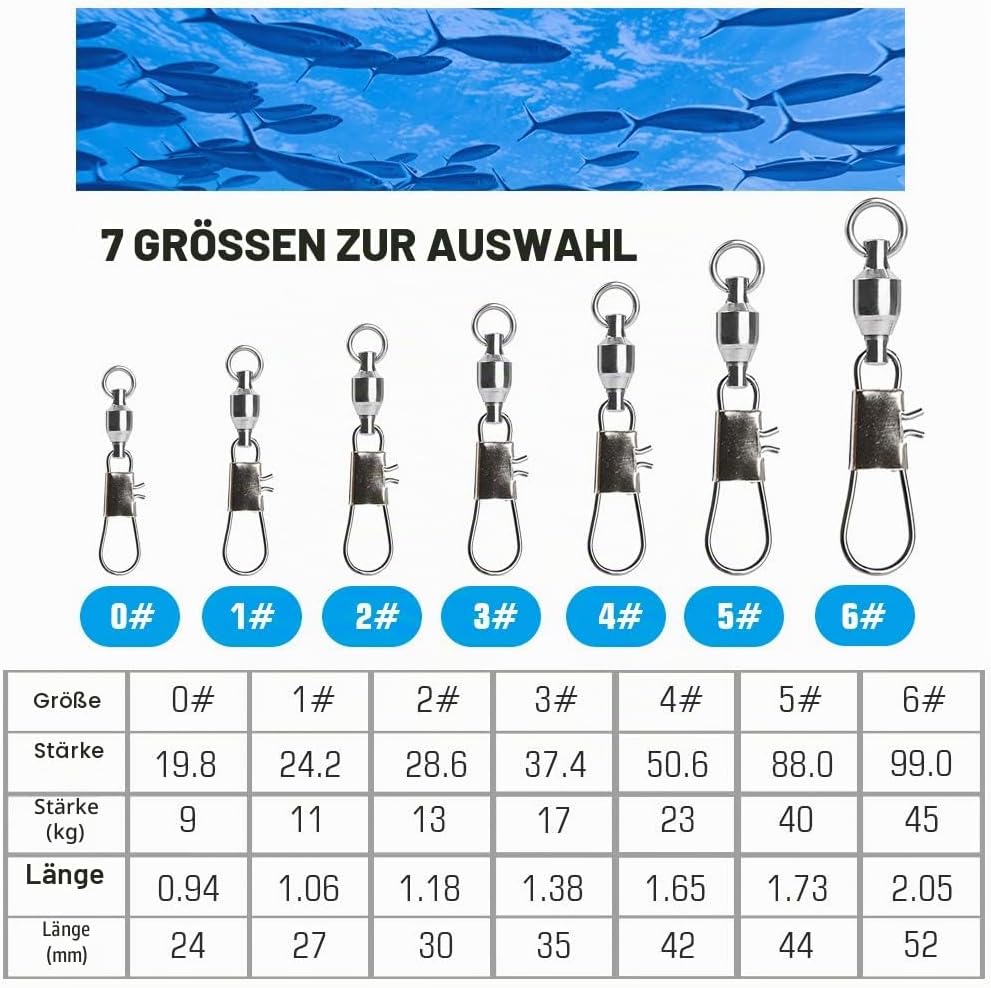 Angelwirbel mit Verriegelung Schnappen Kugellager Wirbel Angeln Schnappen Wirbel Angeln Salzwasser S