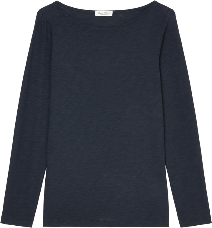 Marc O'Polo Damen Langarmshirt aus Bio-Baumwolle Basic XS Blau, XS Blau