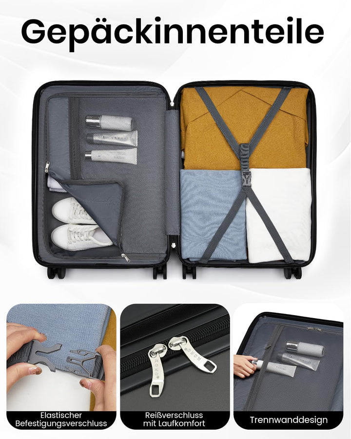 KONO Grosser Koffer 76.5x50.5x29cm, 94L Hartschalenkoffer mit 4 Rollen, Koffer Trolleys für Familien