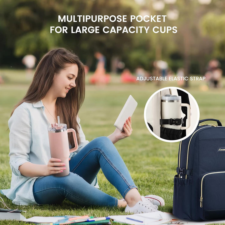LOVEVOOK Rucksack Damen,15.6 Zoll Laptop Schulrucksack Teenager mit grossem Fach für Trinkflaschen,T