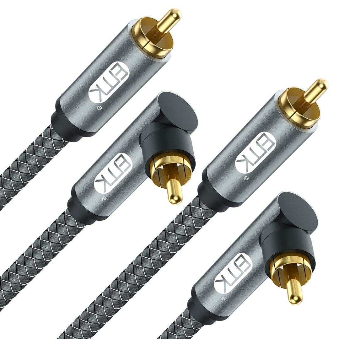 EMK Subwoofer Kabel 90 Grad & Koaxialkabel Digital Audio - 2m 2er-Pack, doppelt geschirmt mit Goldko