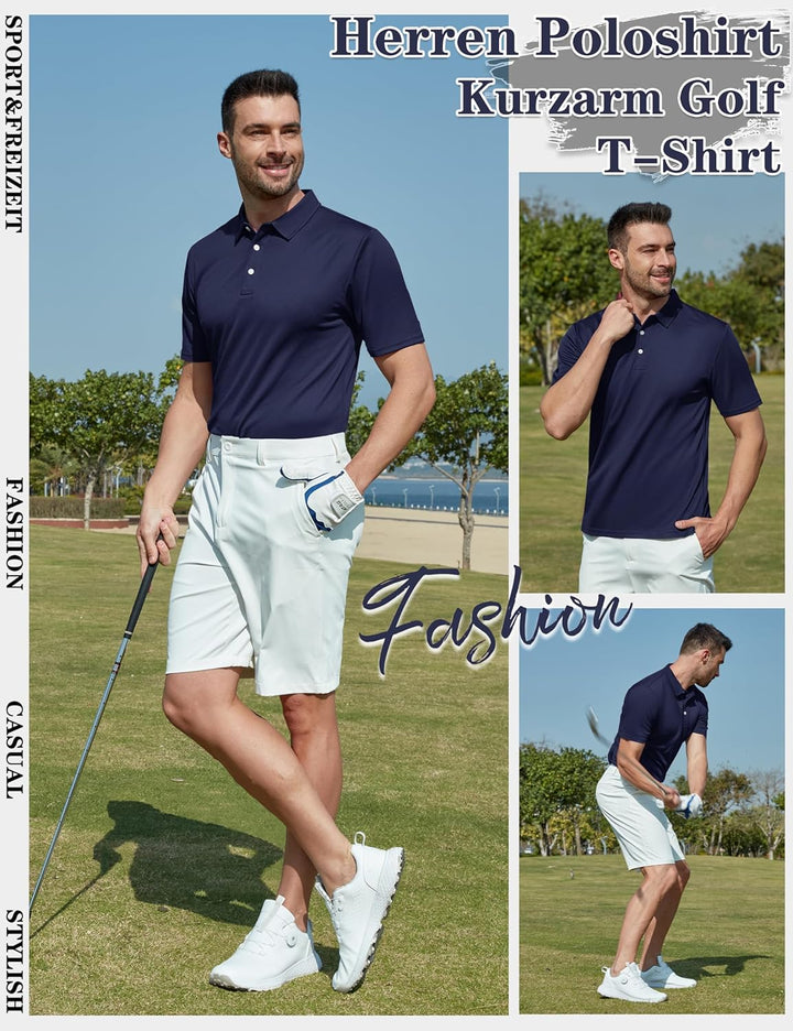 KEFITEVD Herren Poloshirt Kurzarm Golf T-Shirt Schnelltrocknend Atmungsaktiv Funktionsshirt Regular-