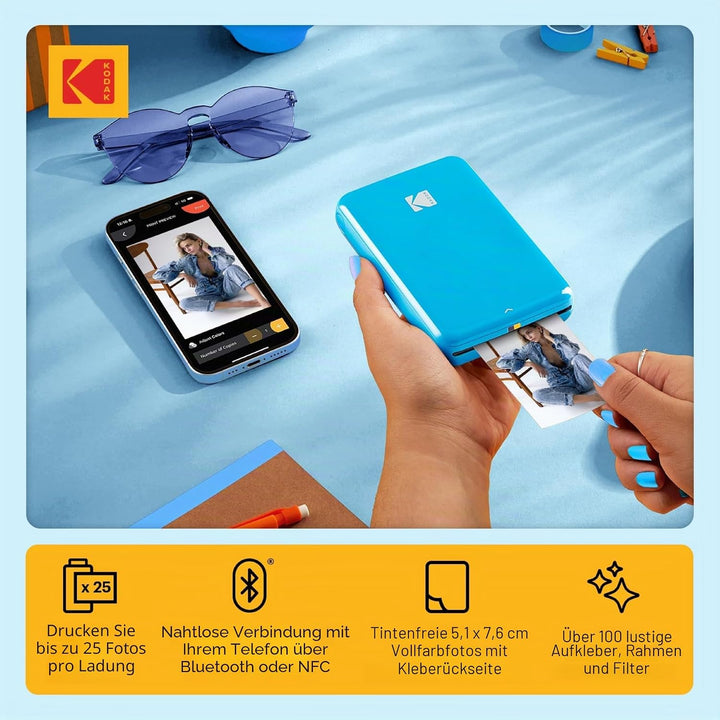 KODAK Step Instant Fotodrucker mit Bluetooth/NFC, ZINK-Technologie und KODAK App für iOS und Android