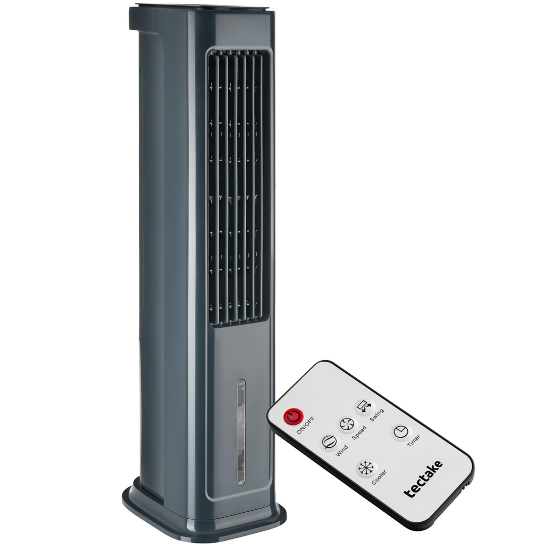 tectake® Luftkühler, 4in1, extrem leise, energiesparend, mit 5 l Wassertank, Touch-Display, 3 Modi,