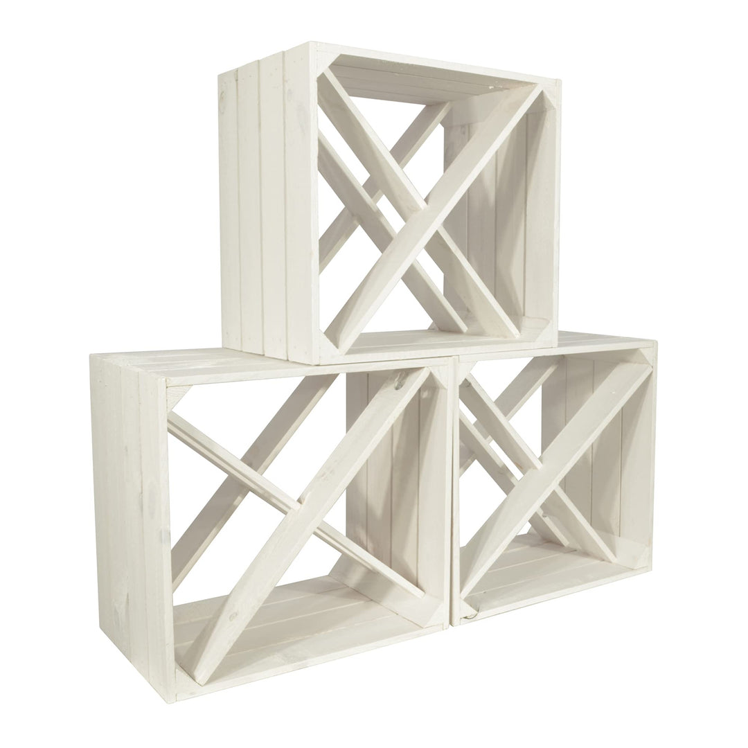 3 Set Weinregal Wino aus Holz - Weiss X Regal Holzkiste 3 X Regal, 3 X Regal