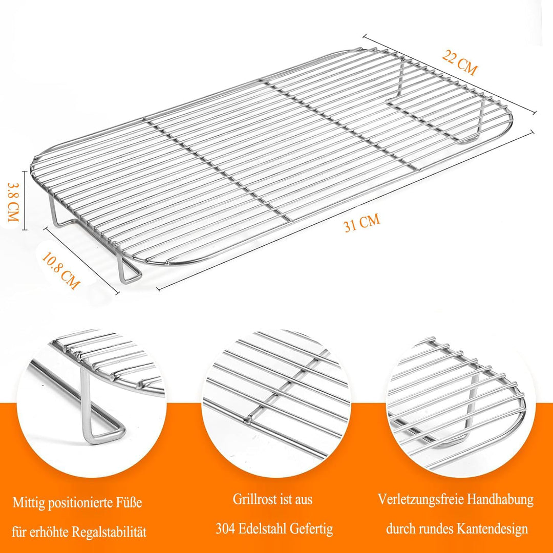 2 Stück Grillrost Edelstahl für Ninja Grill Woodfire OG701EU zum Räuchern grosser Fleischstücke, Ros