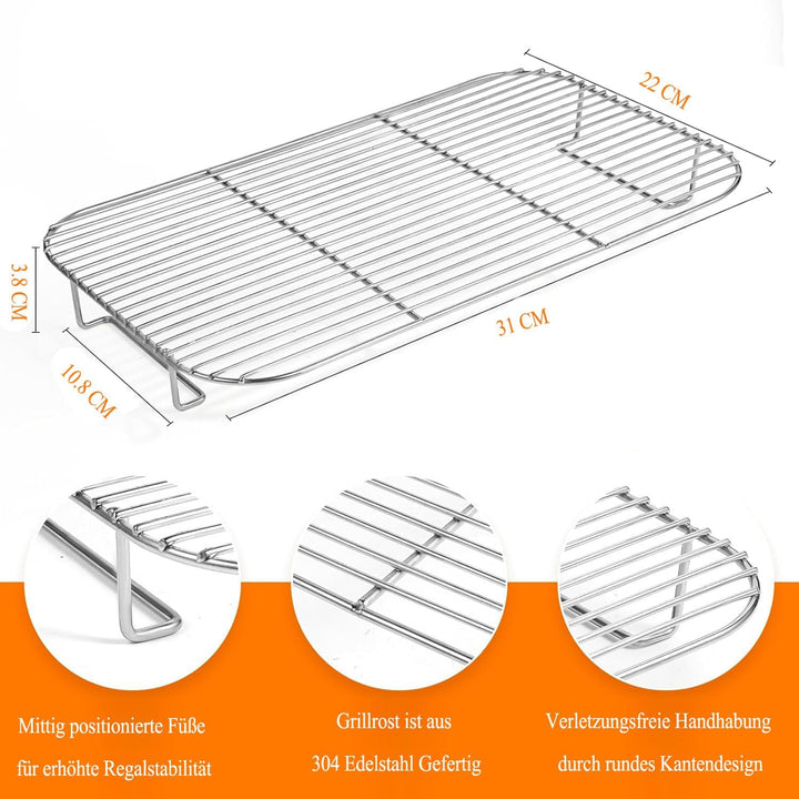 2 Stück Grillrost Edelstahl für Ninja Grill Woodfire OG701EU zum Räuchern grosser Fleischstücke, Ros