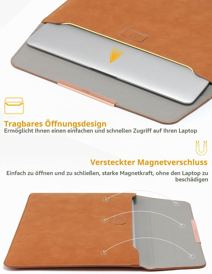 HYZUO 13 Zoll Laptop Hülle Tasche mit Ständer für MacBook Air 13 M5 A3449 M4 M3 M2 M1 2026-2018, Mac