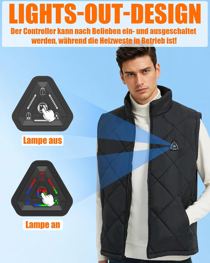 CYCYHEAT Beheizbare Weste Damen und Herren mit 7,4V 10000mAh Akku und 4-in-1 Steuerung – Leichte Wat